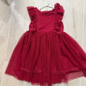 Red Ruffled Tulle Dress
